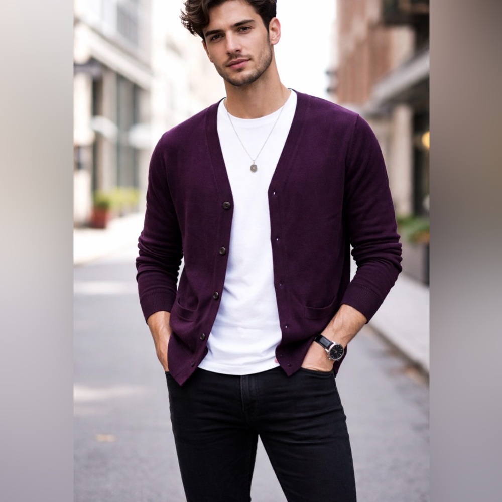 Abercrombie and Fitch Cardigan Sweater Button Up V Neck Cotton/Cashmere Small